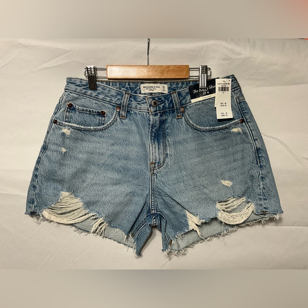 Abercrombie & Fitch Blue Jean Shorts Distressed Raw Hem